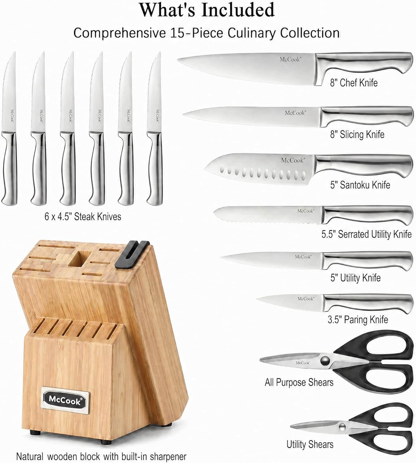 Awesome Amazon Prime Day 2026 Deals - Kitchen Edition - June 23-26, 2026 7 Amazon Prime Day 2026 Deals McCook® Knife Sets,German Stainless Steel Knife Block Sets